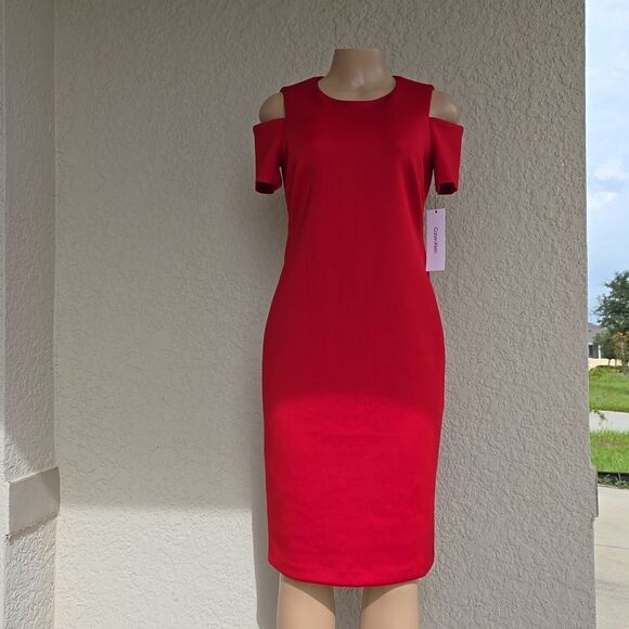 BRAND NEW CALVIN KLEIN COLD SHOULDER FITTED DRESS G1 - Picture 11 of 13